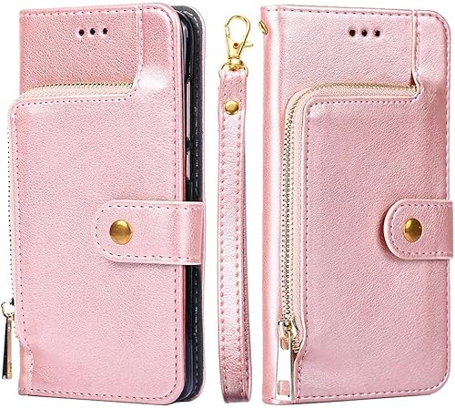 Phone Cover Zipper Wallet Folio Case for LG Q8, Premium PU Leather Slim Fit Cover for LG Q8, 3 Card Slots, 1 Transparent Photo Frame Slot, Well