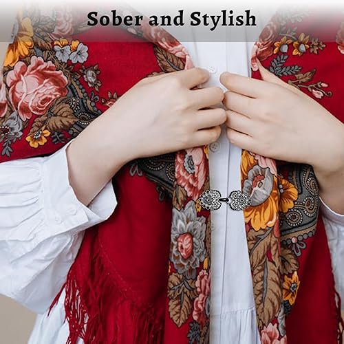 Miniatura 7 de 4 clips de suéter vintage, clips para suéter para cárdigans para sujetar el suéter juntos, cierre de cuello de chal, broche de camisa y clips de