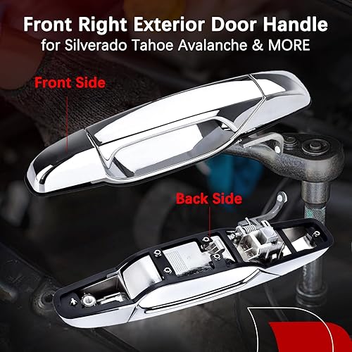 Miniatura 2 de FAERSI Manija de puerta exterior cromada para lado del pasajero derecho delantera, reemplazos para 2007 2008 2009 2010 2011 2012 2013 Silverado