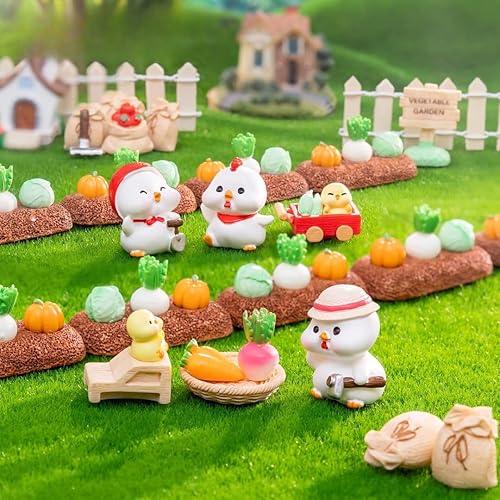 Miniatura 3 de Kit de 7 piezas de figuras miniatura de resina de conejo, accesorios de jardín de hadas, mini cesta de paja, figuras de zanahoria, adornos de conejo