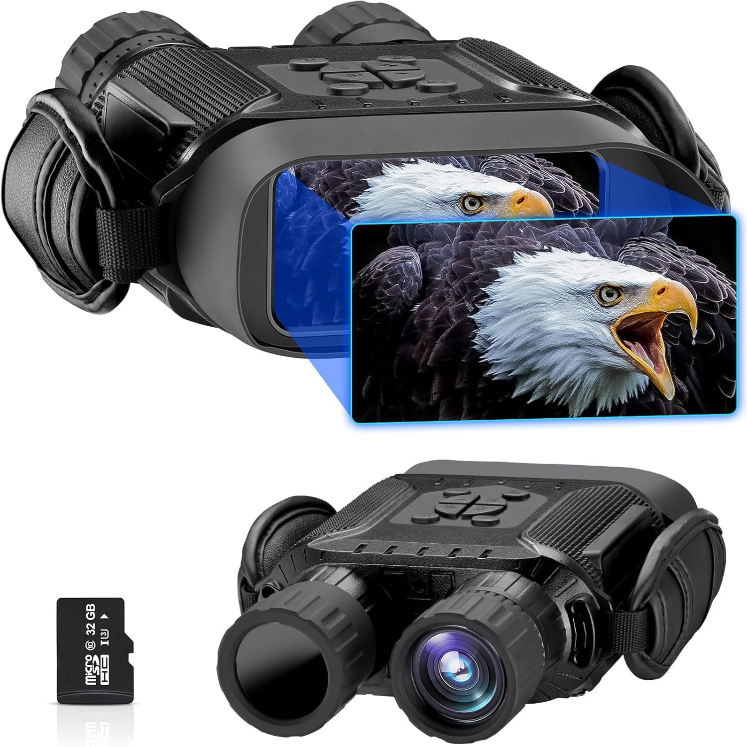 Nightiger Digital Infrared Day & Night Vision Binoculars & Goggles Built in with High Definition Camera, 1280×720P HD Video with 4” Display Up to 1300ft for Camping/Surveillance