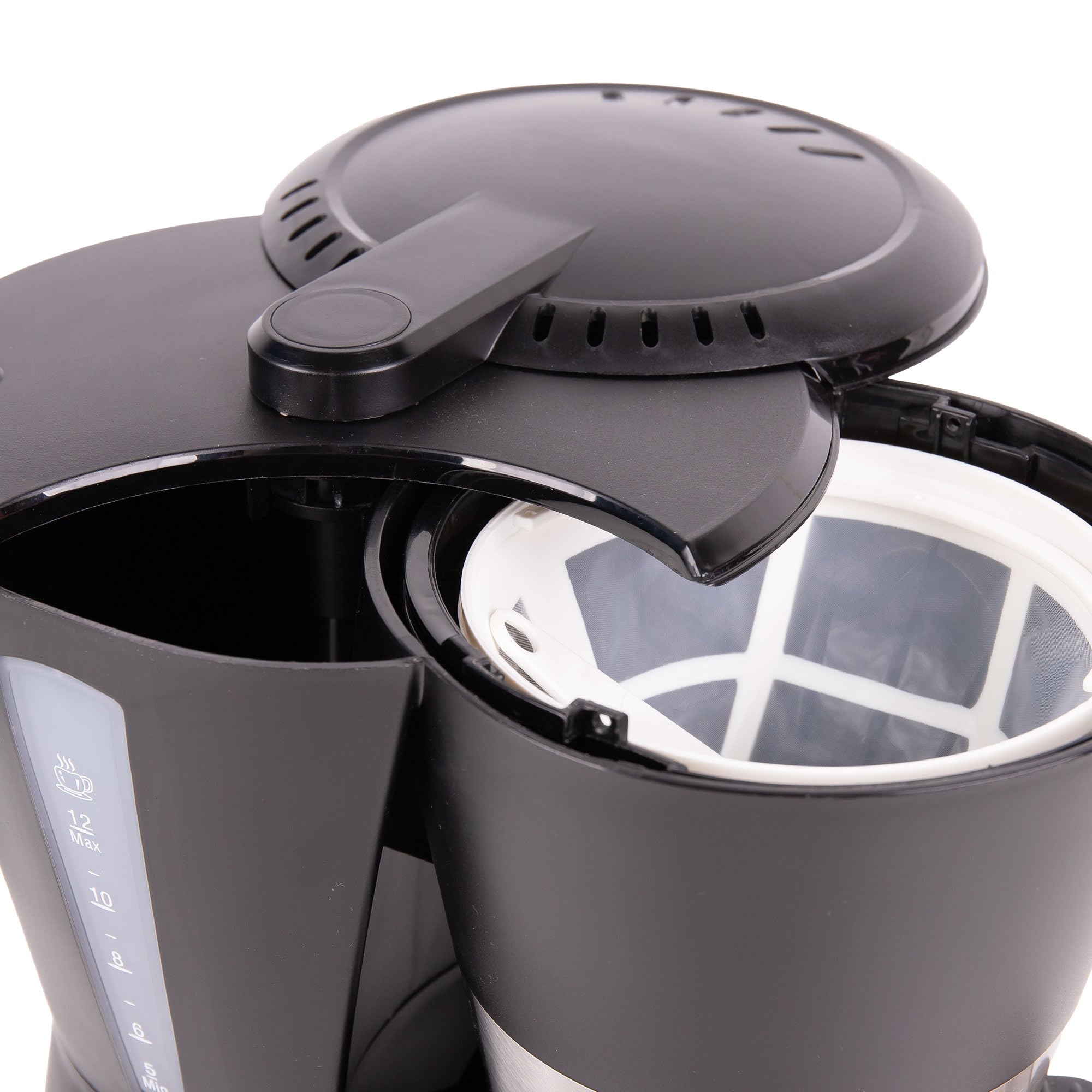 Cofan Cafetera de goteo 1,2L con jarra de acero inox., Capacidad 12 tazas, Potencia 800W, Apagado automático, Sistema antigoteo, Filtro permanente