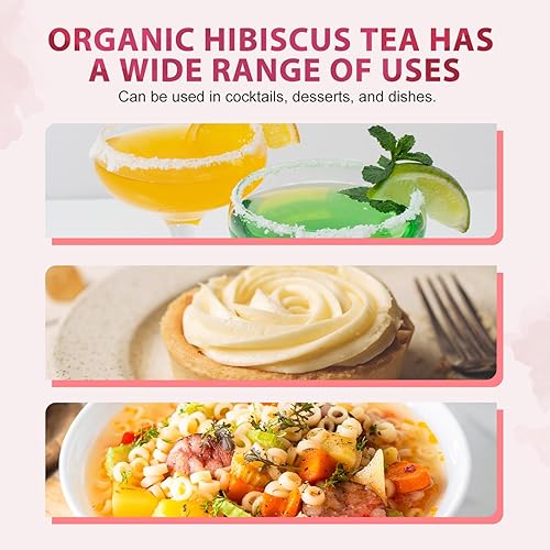 Miniatura 5 de Soeos Té de hierbas orgánico de flores de hibisco, 1 libra (16 onzas), pétalos secos enteros, sabor a tarta audaz, sin cafeína y naturalmente