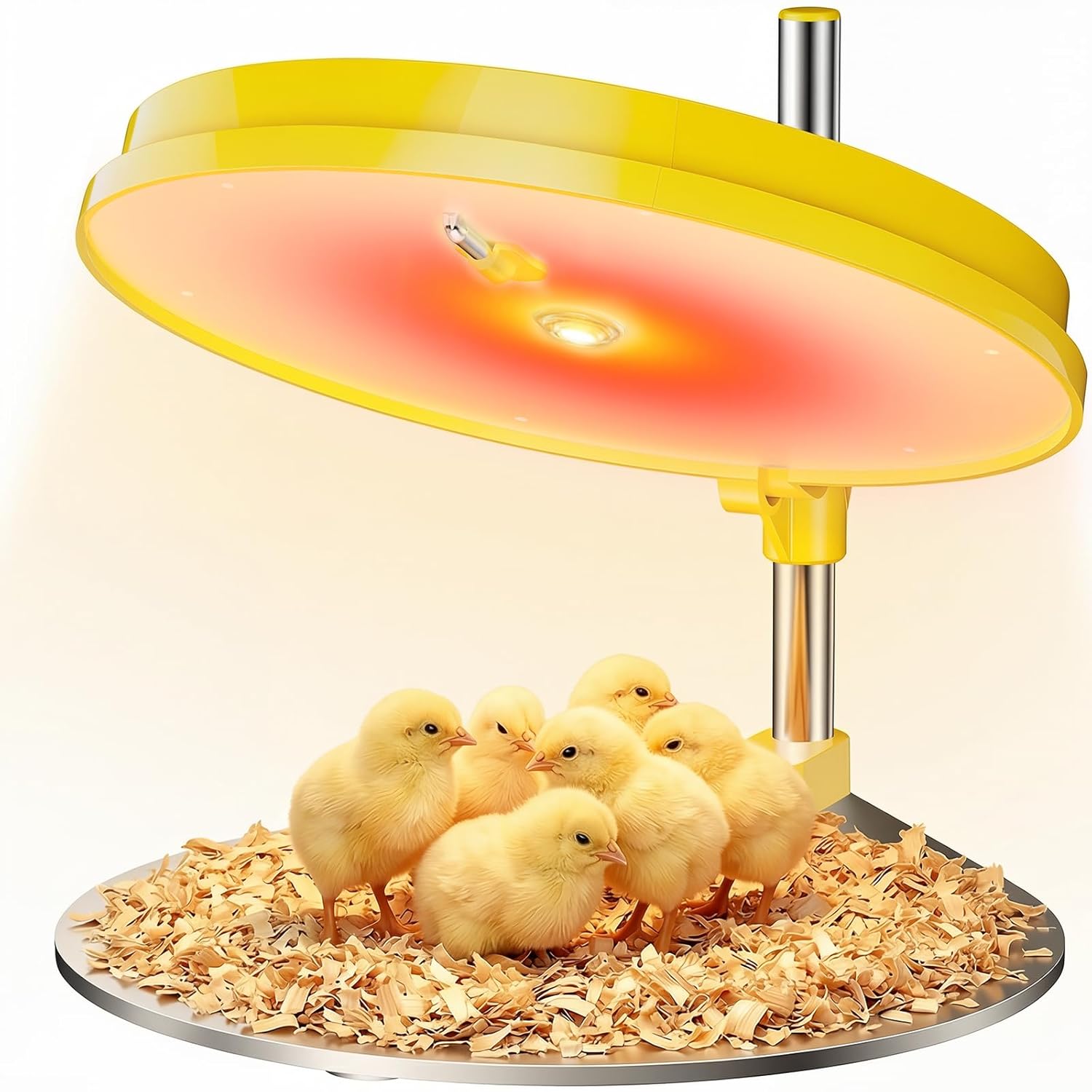 IVJ Chick Brooder Heating Plate with LED Light, 45W Adjustable Temperature Brooder Plate for 15-20 Baby Chicks, Digital Display Heating Plate for Chicks