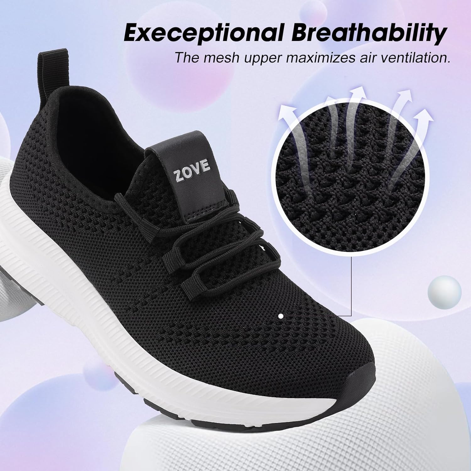 ZOVE Wide Toe Box Shoes Women Extra Wide Width Sneakers Ultra Light Road Running Shoes Non-Slip Tennis Sneakers Breathable Walking Athletic