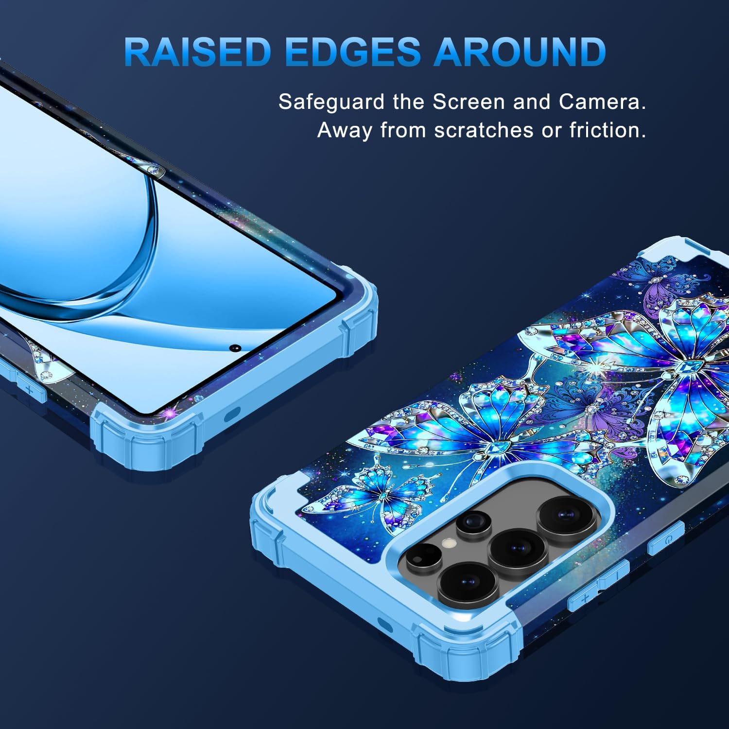 Rancase for Galaxy S25 Ultra Case,Three Layer Heavy Duty Shockproof Protection Hard Plastic Bumper +Soft Silicone Rubber Protective Case for Samsung Galaxy S25 Ultra 5G,Glow in The Dark-Blue - Image 5