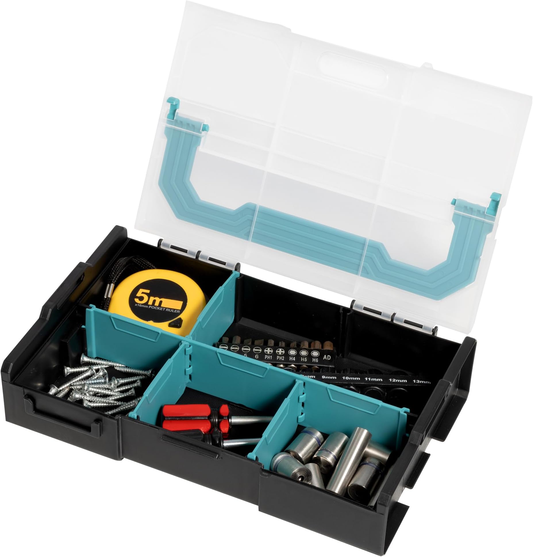 – Navaris Organiser Boxes - Small Parts Compartment Storage - With Compartments and Removable Dividers - Stackable Craft Bead or Tool Organisation - Travel Snack Box for Plane