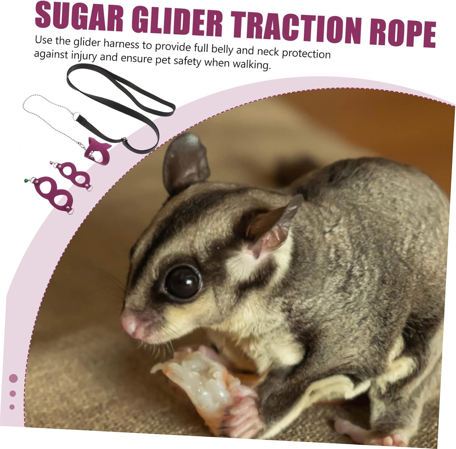Adjustable Sugar Glider Harness and Traction Rope Bite Chain Sturdy Leash for Small Animals for Outdoor Walks Style