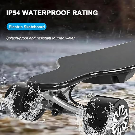 Electric Skateboard with Remote, Top Speed Up to 15.5 Mph, 9.3 Mile Range, 4 Speed Smooth Braking, Easy Carry, Longboard Skateboard for Adults & Teens B-Dual-Motor