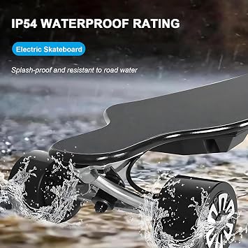 Electric Skateboard with Remote, Top Speed Up to 15.5 Mph, 9.3 Mile Range, 4 Speed Smooth Braking, Easy Carry, Longboard Skateboard for Adults & Teens B-Dual-Motor