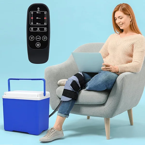 Large Cold Therapy Machine for Knee Replacement – Programmable Ice Machine for After Surgery with Quiet Motor, Leak-Proof & Long-Lasting – Portable Knee Ice Machine for Pain Relief & Swelling