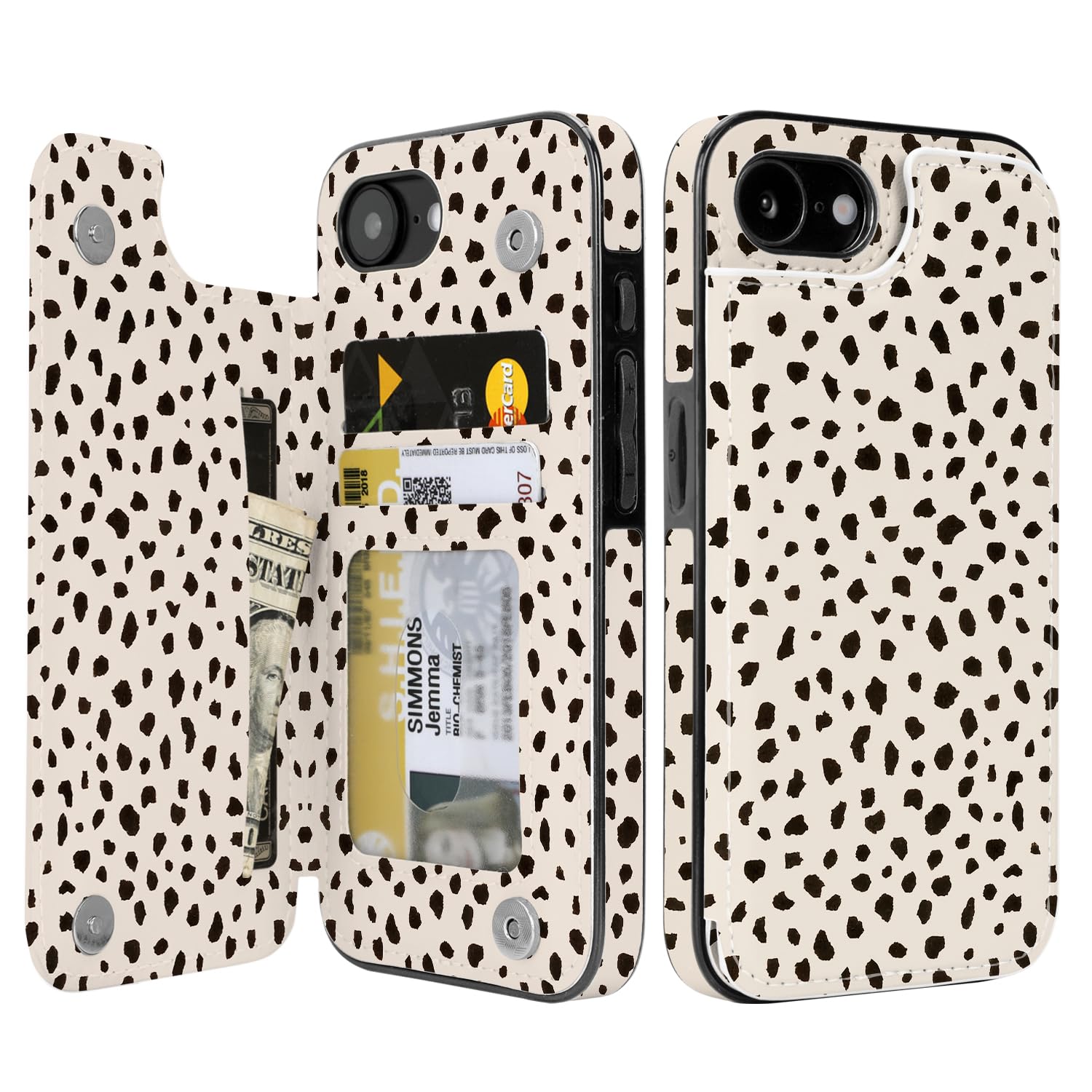 uCOLOR Compatible with iPhone 16E Wallet Case with Card Holder Slot Folio Flip Leather Kickstand Magnetic Clasp and RFID Blocking Design Cover for