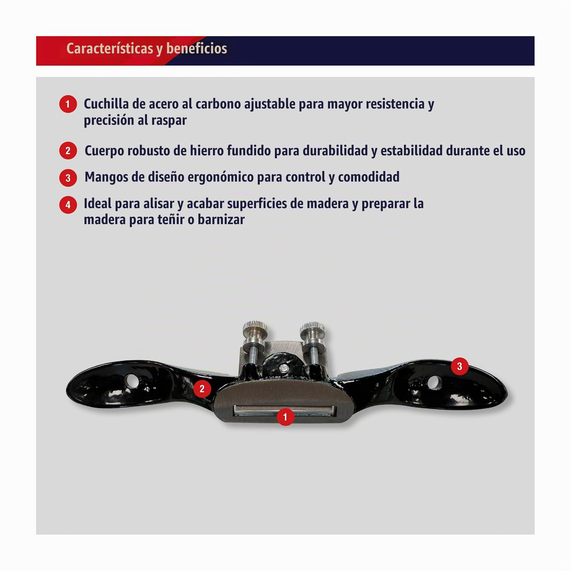 Spear & Jackson CABSCRAP Cepillo Rascador de Carpintería con Cuchilla Ajustable de Acero al Carbono y Cuerpo de Hierro Fundido para Alisar y Acabar Superficies de Madera