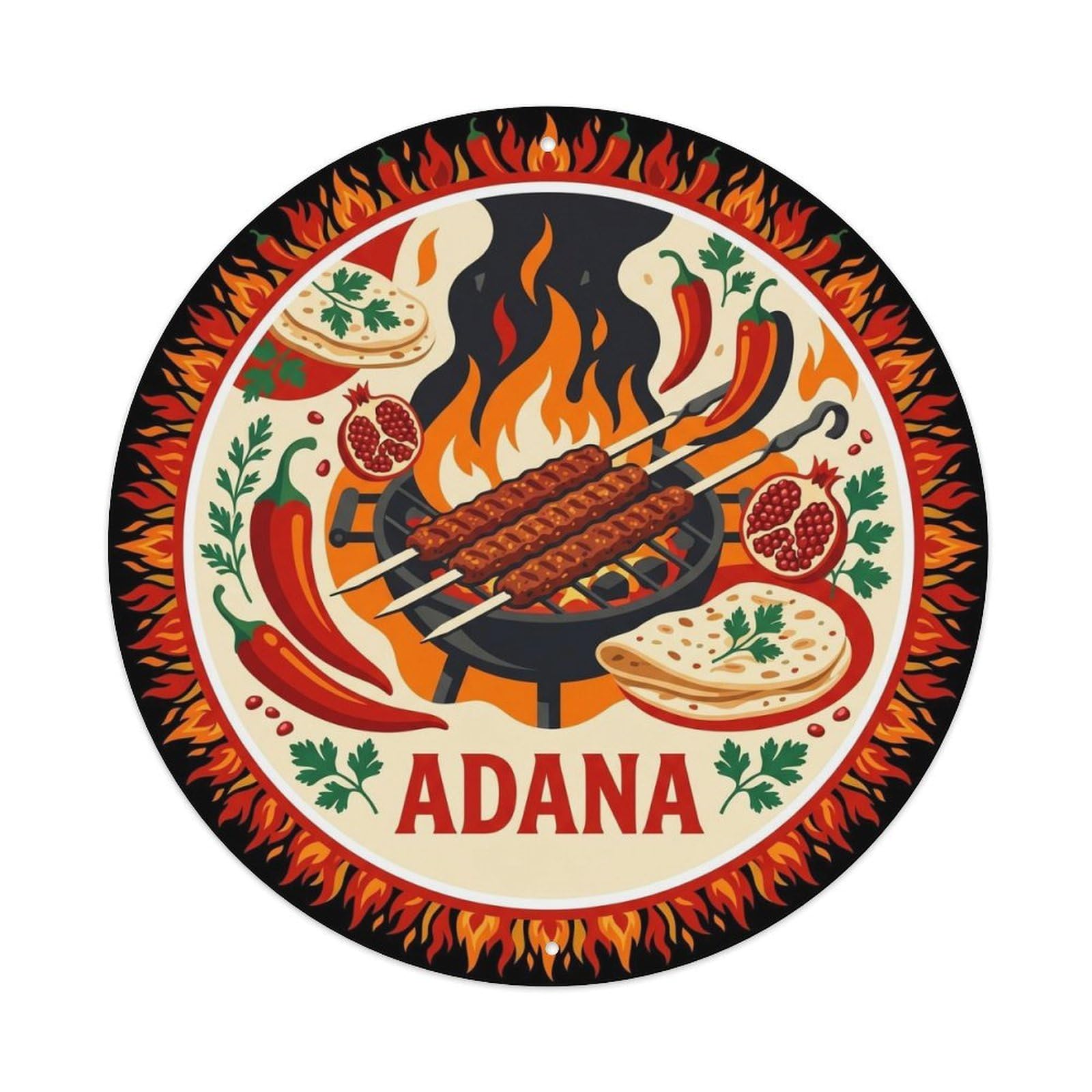 Turkey Adana Kebab Spicy Mediterranean Coast Historic Metal Tin Sign