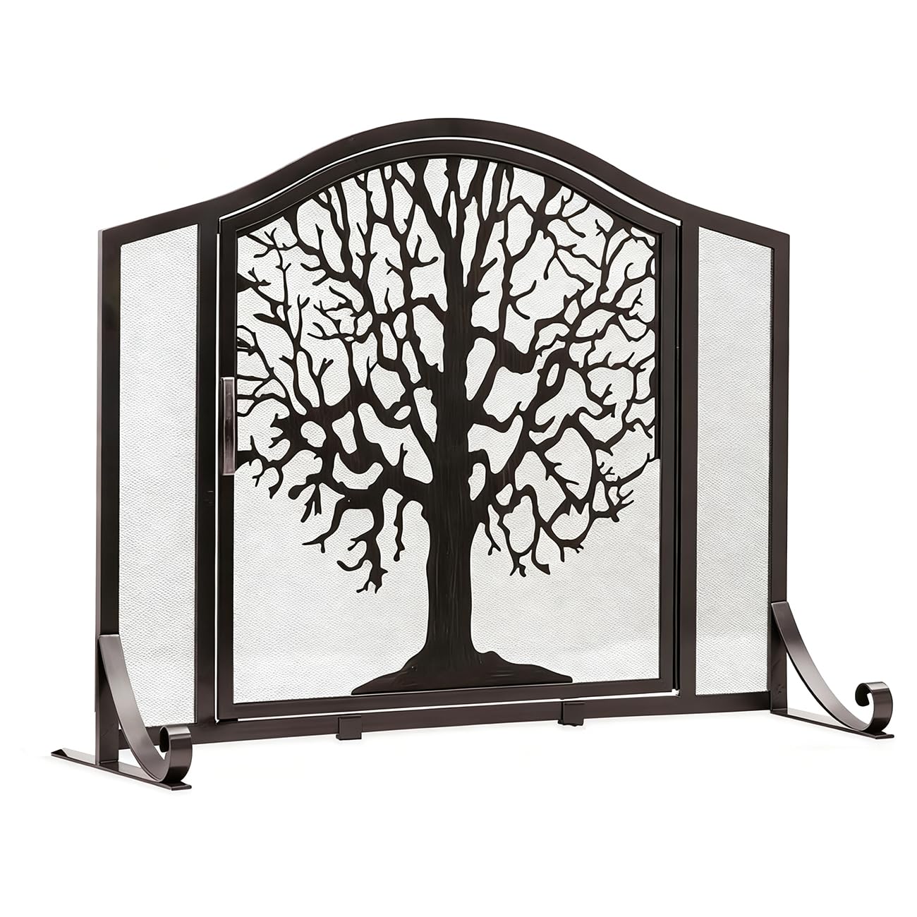 Couverture de cheminée décorative en métal noir avec écran pare-étincelles
