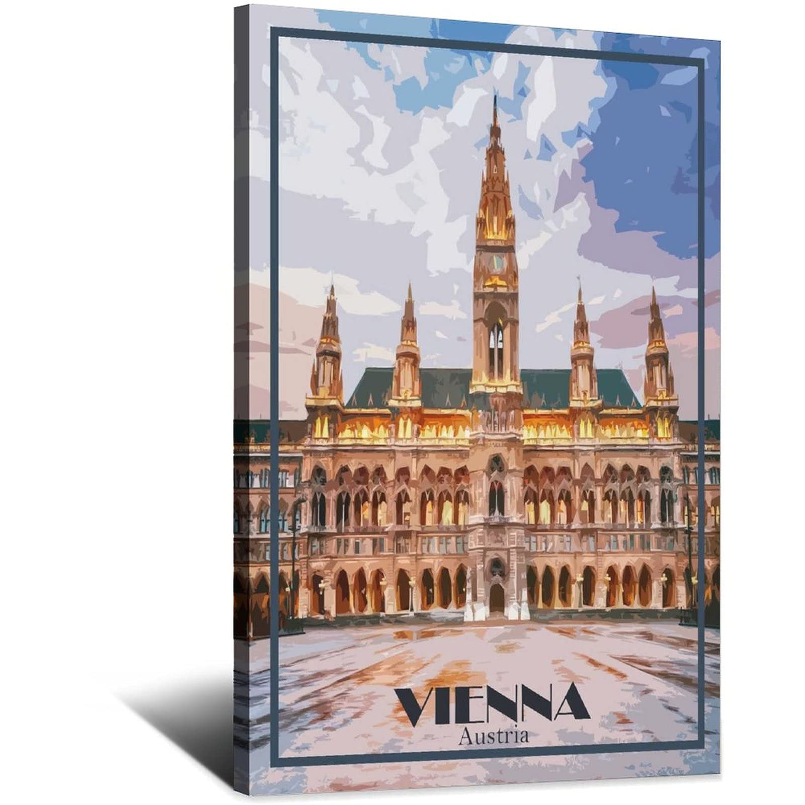 Uejd Frame-Style Vienna Austria Vintage Travel Poster Skyline Decorative Posters Modern Bedroom Canvas Art Poster Picture Painting Posters Wall Decor Art Gift