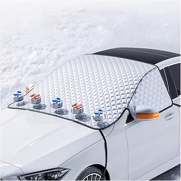 Windshield Snow Cover for Mazda AZ-Wagon 121 Persona MX-6 Sentia MX-3 MX-30 MX-5 VX-1, Magnetic Non Frost Windshield Protector, All Weather Ice Shield with Mirror Covers, Winter Snow Shield