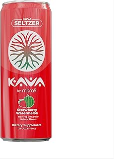 Mitra9 | Strawberry Watermelon Kava Seltzer - Sparkling Relaxation Drink | 4-Pack | Non-Alcoholic Alcohol Alternative | 500mg Kava Root Extract | Low Calorie, Plant Based | 12 fl oz Cans