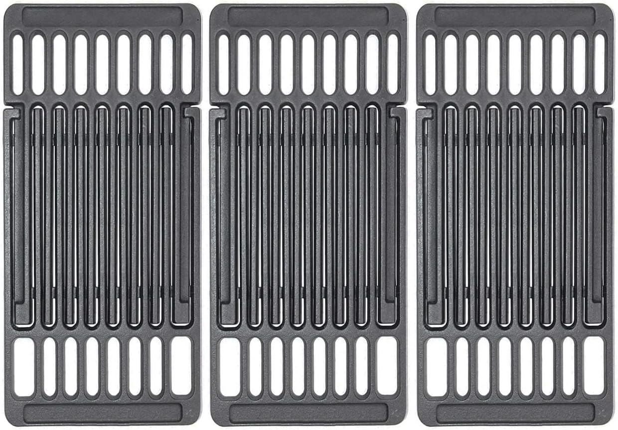 PCBZ0B (3-Pack) 8 inch wide Adjustable Cast Iron Cooking Grate Replacement for BBQ Grills Gas Eletric Grills, Universal Cooking Grids Extend from 14" up to 20" L