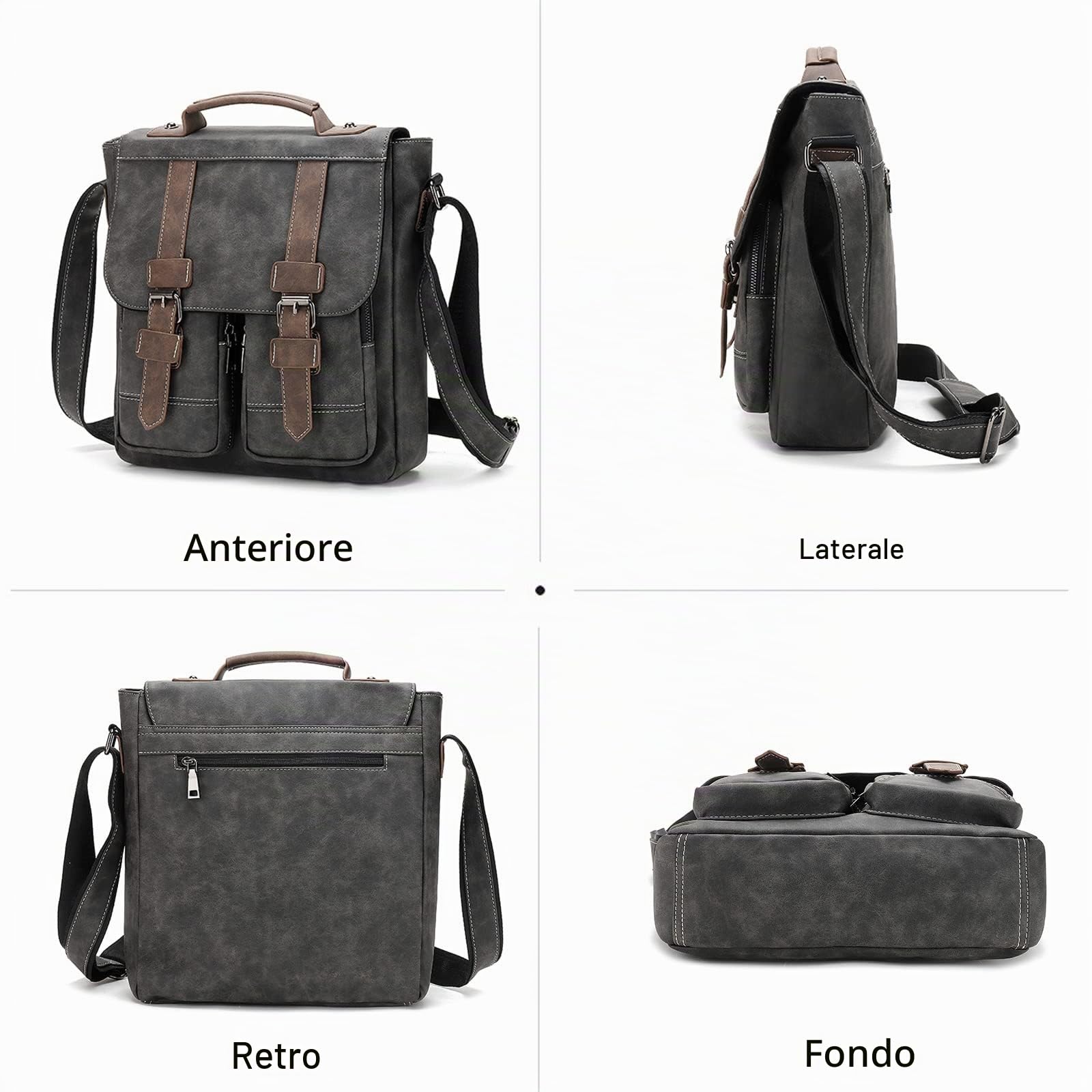 FANDARE Borsello Uomo Tracolla Borsa tracolla Uomo Pelle Borsa a Spalla Impermeabile Borsellino Uomo Tracolla per scuola Università Viaggio Lavoro Borsa a Spalla