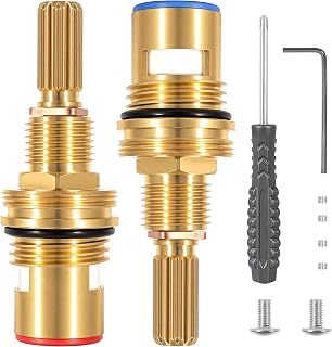 Brass 1-001 & Brass 1-002 Ceramic Valve Cartridge Set - Brass Construction, Hot & Cold Widespread Faucet Replacement, Compatible with Newport, Easy Installation