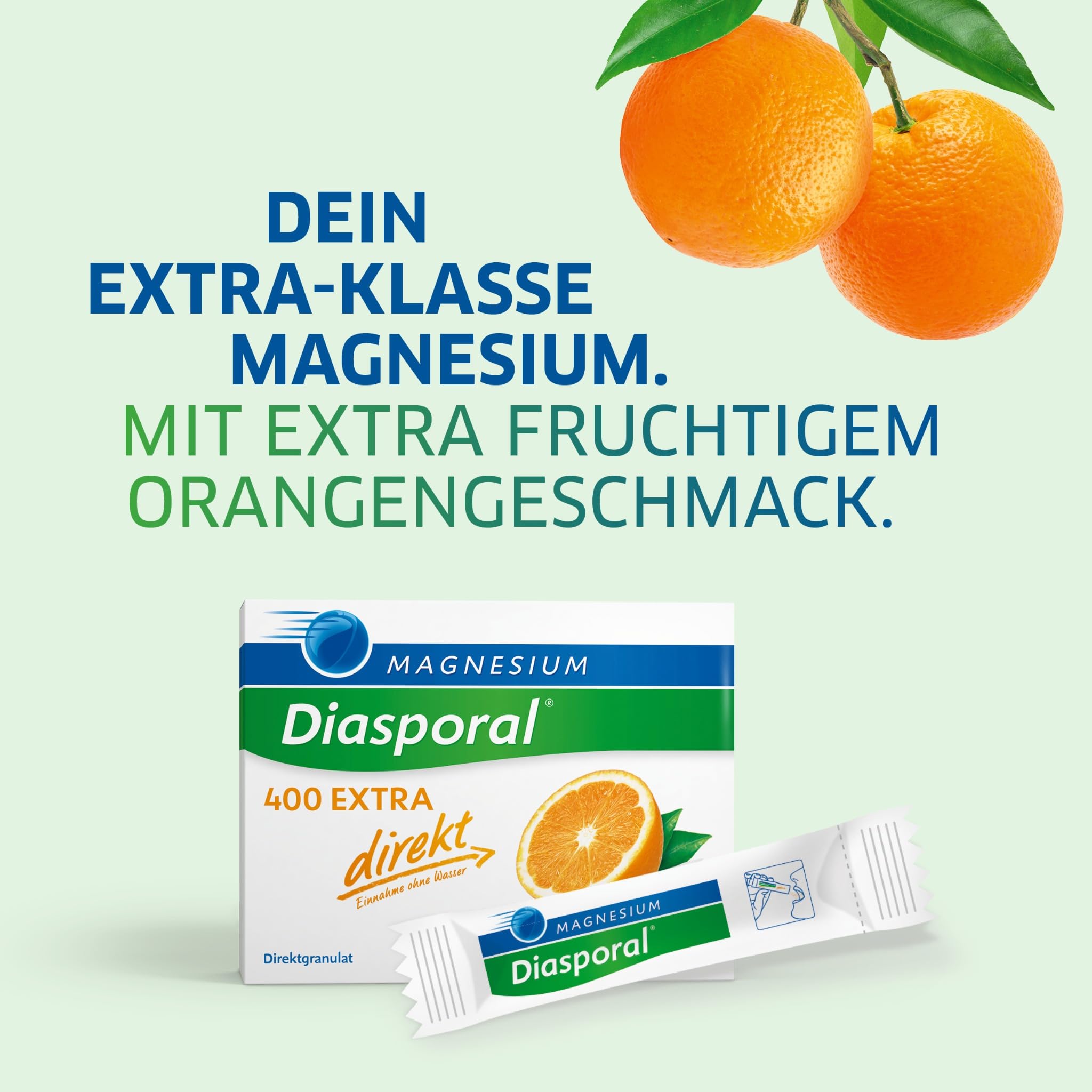Magnesium-Diasporal 400 EXTRA direkt | Magnesium Sticks mit fruchtigem Magnesium Pulver | Das Direktgranulat der EXTRA-KLASSE mit 400mg Magnesium pro Stick, 120 Sticks
