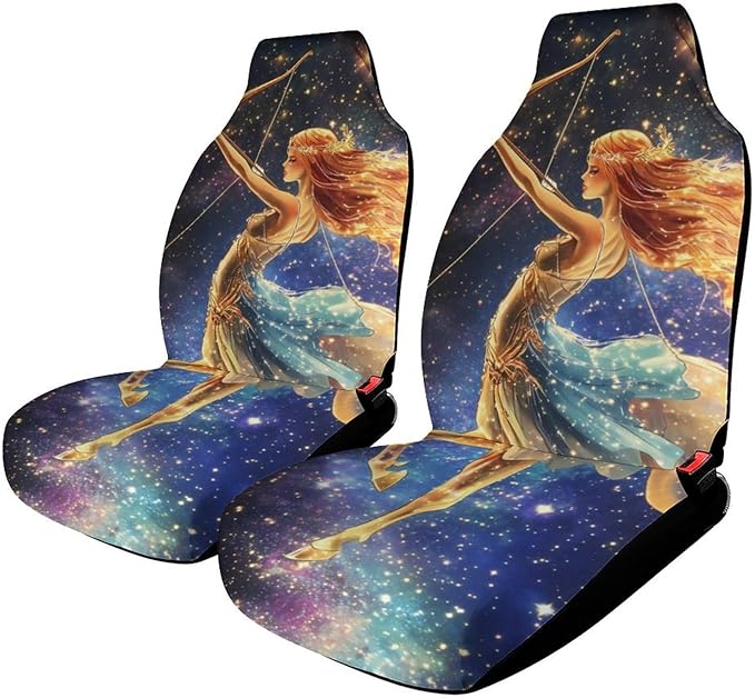Sagittarius Zodiac Printed Car Seat Covers Washable Universal Auto Front Seats Protector Fits for Most Cars