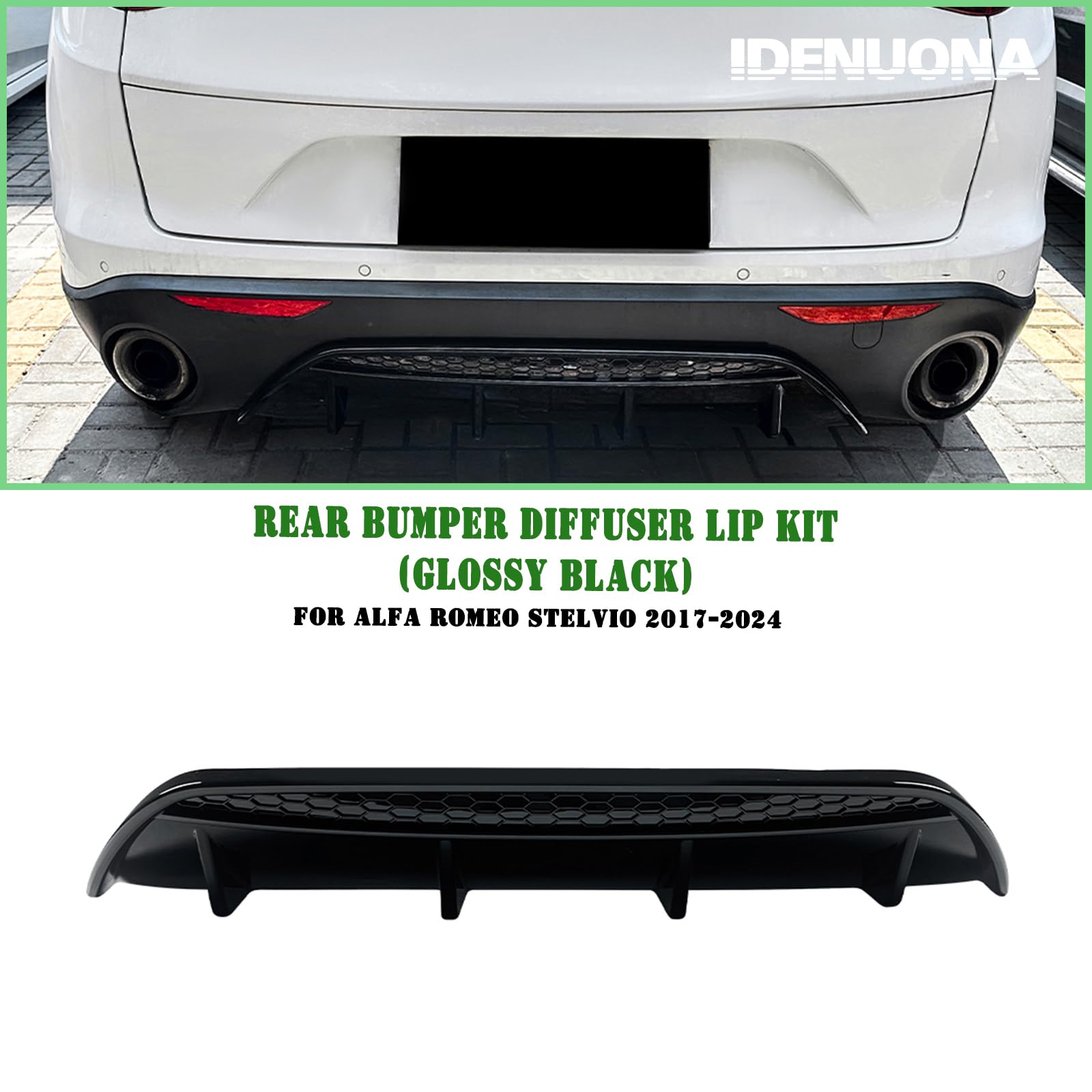 Heckstoßstange Diffusor Lippe Kit für Alfa Romeo Stelvio 2017-2024 Schwarz