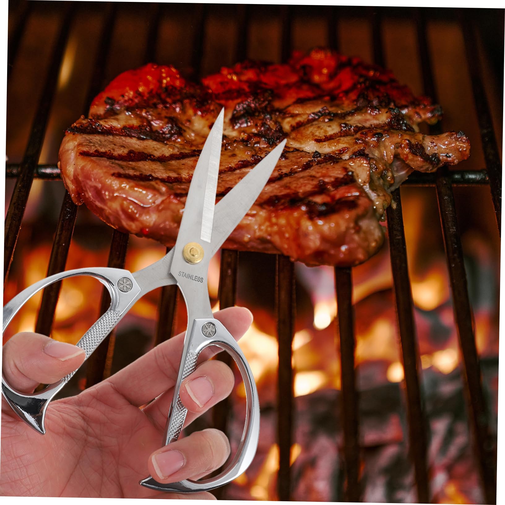 SOLUSTRE Kitchen Chicken Bone Scissors Heavy Duty Stainless Steel Multi Function Kitchen Shears for Food Fish Bone Cutting and Culinary Tool for Meat