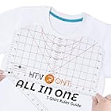 HTVRONT Tshirt Ruler Guide for Vinyl Alignment - Transparent PVC Tshirt Measurement Tool for Heat Press in HTV Vinyl, All-in-ONE T Shirt Ruler to Center Design and Craft Sewing