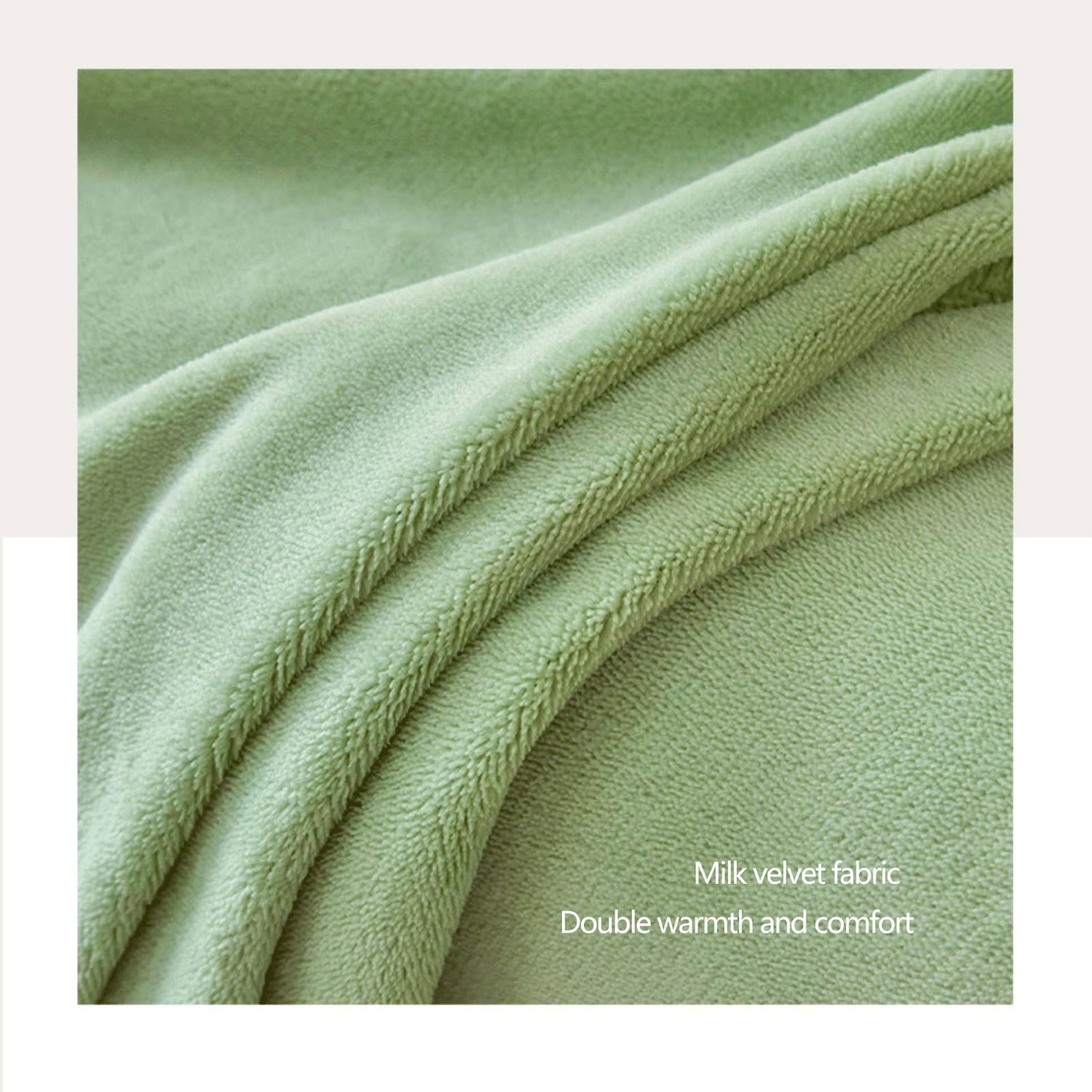 Winter Flanell Bettlaken 120x230cm bis 245x270cm Flauschige Warme Samt Betttuch Cashmere Touch Laken ohne Gummizug(Green A,245x250cm+48x74cm x2)