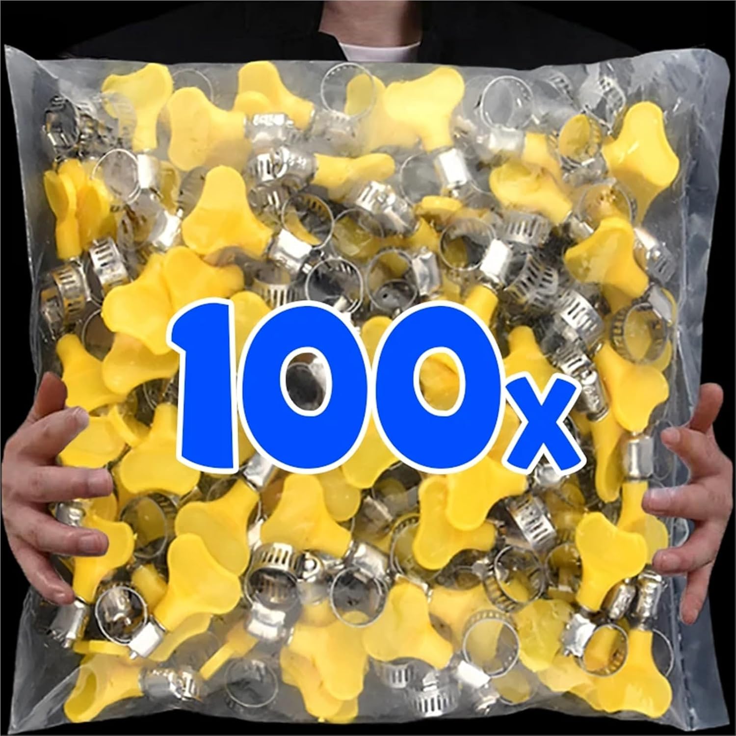 50pcs Adjustable Stainless Steel Hose Clamp With Plastic Handle For Gas Fuel Tube Water Pipe Faucet Fasteners Sealing Clamps