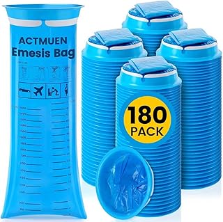 Vomit Bags Disposable 180 Pack, 1000ml Emesis Bags for Adults & Kids, Portable Puke Barf Bags for Car Travel Morning Sickness and Nausea Relief Leak Resistant and Odor Proof Design