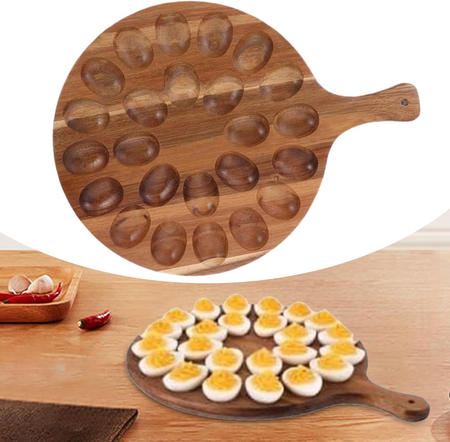 Fenteer Deviled Egg Platter Deviled Egg Carrier Ideal for Picnic and Parties Serving Platter Board for Restaurant Holiday