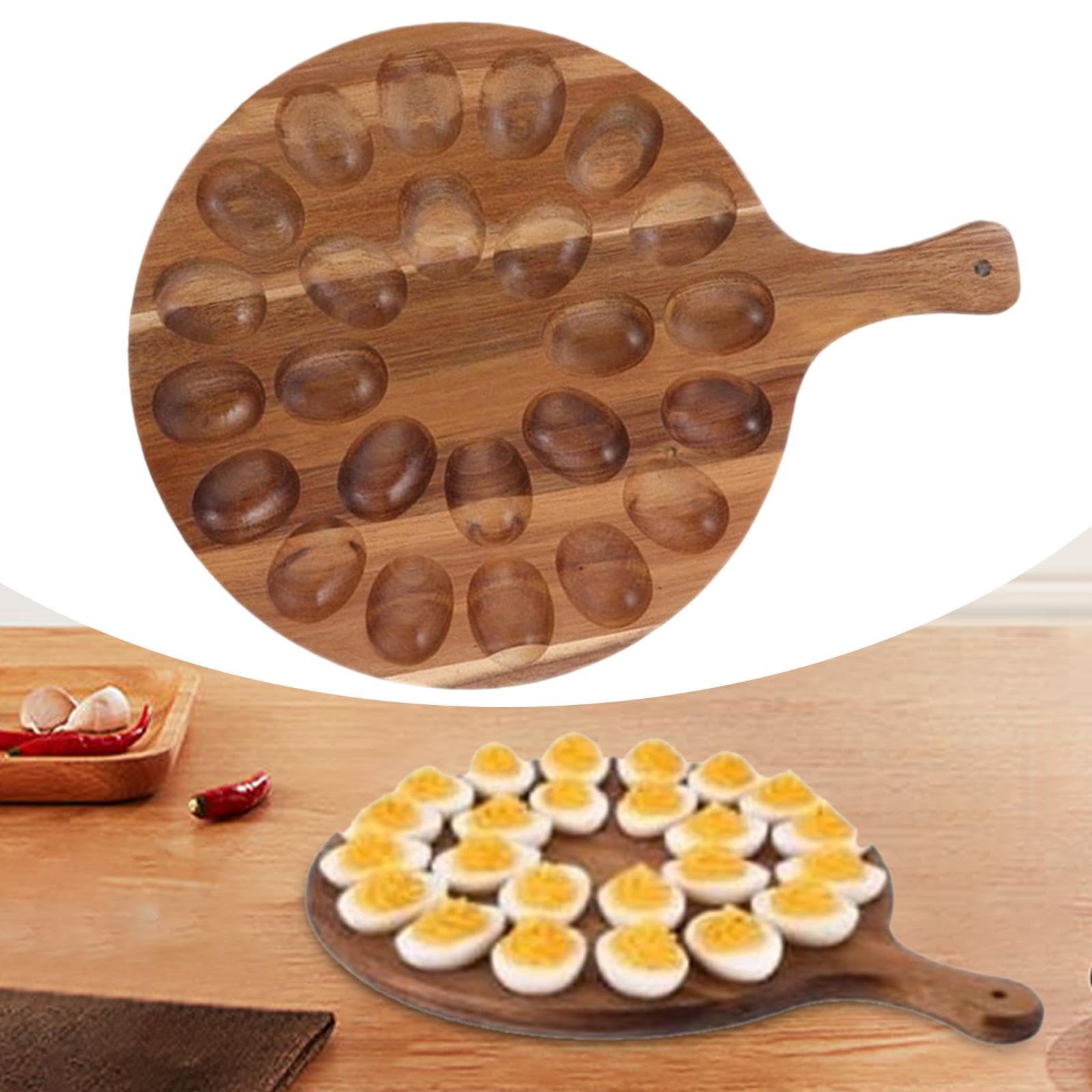 Portauova Ripieni In Legno Con 24 Scomparti E Coperchio – Vassoio Da Antipasti Per Buffet E Feste, Lavabile