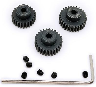48P Pinion Gear Set Hardened Metal 25T 27T 29T with Screwdriver for 3.175mm Shaft 1/10 RC Brushless Brush Motor