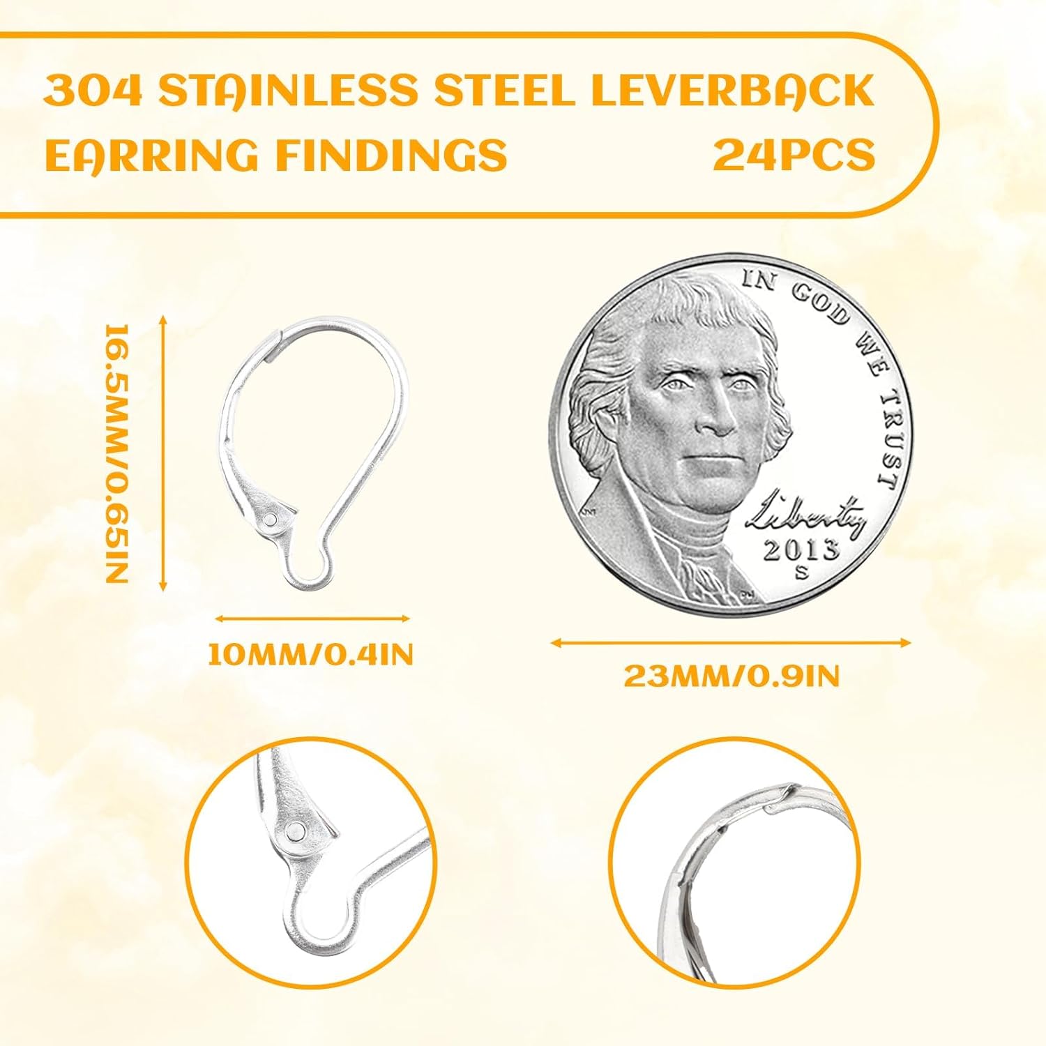 24PCS Earring Hooks for Jewelry Making, U Shaped Earring Hardware-Earrings Hooks, Stainless Steel Clasp Hoop, Silver Plated Clasp Earring Hookings, Sterling Silver French Hooks for Jewelry Making ﻿ - Image 2