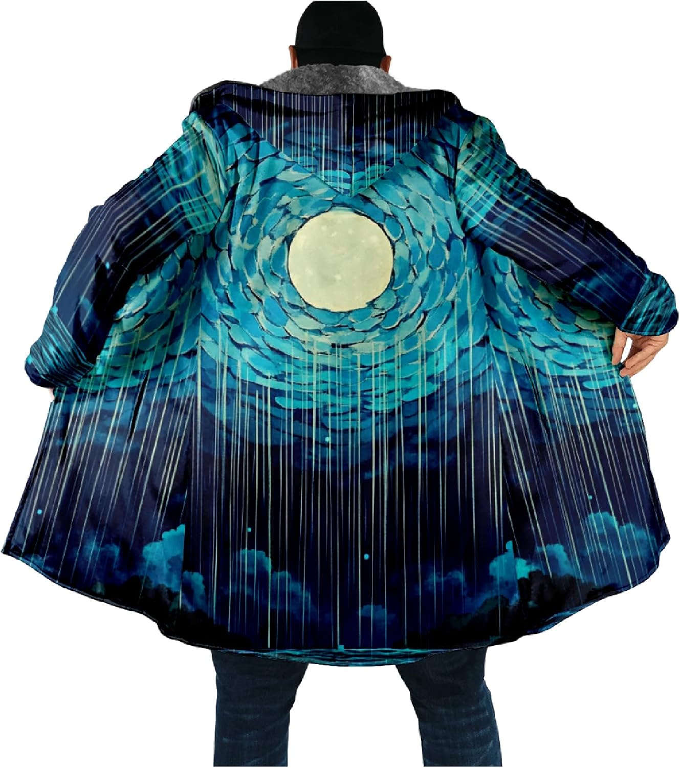 Winter Coats For Men Galaxy 3D Print Long Sleeve Zipper Big And Tall Cardigan Fleec... - Image 5