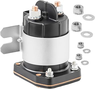 24V Continuous Duty Solenoid Relay, 4 Terminal Heavy Duty Starter Solenoid Switch, 200A225A Rated / 600A Surge, Replaces Trombetta 114-2411-020, for Forklift, Generator, RV, Construction Equipment