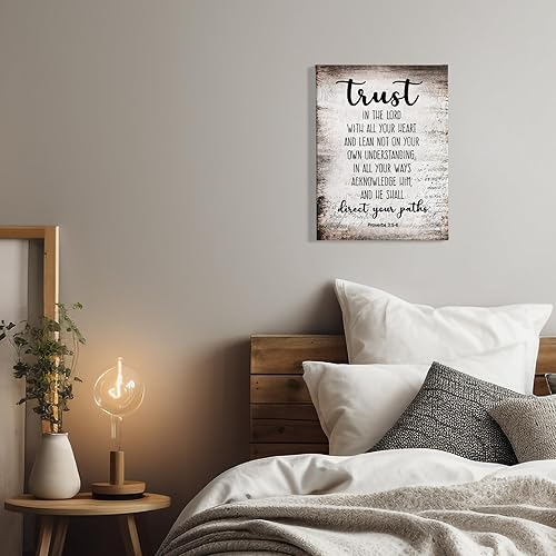 Miniatura 3 de PHAMTE Proverbios 35-6 Confía en el Señor con todo tu corazón Arte de pared cristiano, Decoración de pared con escrituras bíblicas, Impresión de