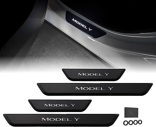 Protector de umbral de puerta con control magnético LED blanco, 4 piezas, para entrada de pasos, antiarañazos, accesorio interior compatible con