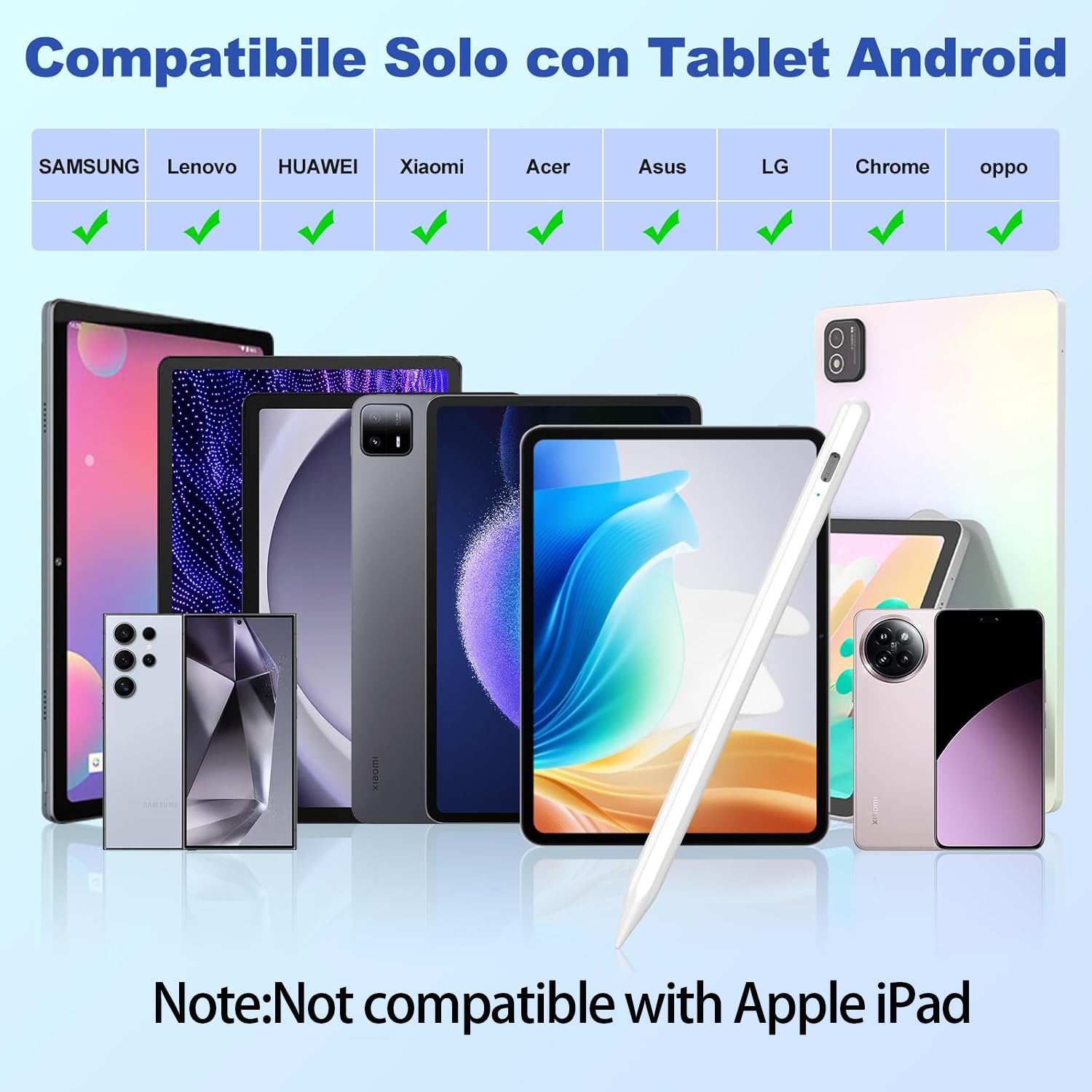 KARFUN Penna Tablet per Touch Screen Android,Compatibile con Samsung,Lenovo,Huawei,Vivo,Mi Tablet,telefono,precisione migliorata e riduzione del palmo