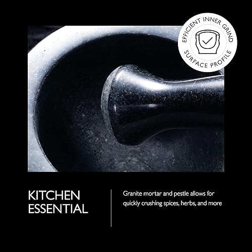 Miniatura 3 de Cole  Mason Mortero y maja de granito de 55 pulgadas mortero y mortero de piedra sin pulir para cocina tazón grande de molienda para hierbas y