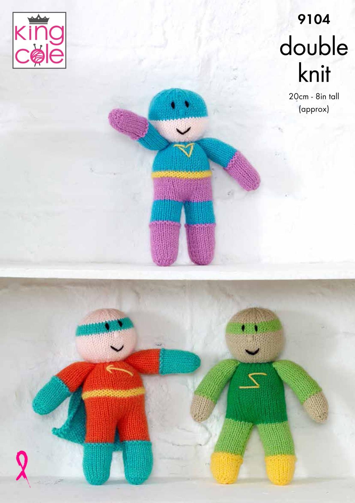 King Cole Double Knitting DK Pattern Superheroes Toy in 3 Different Designs 9104
