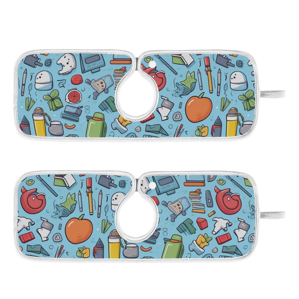 FULUHUAPIN 2 Pack School Supplies Kitchen Faucet Splash Catcher Absorbent Mat, Polyester Sponges Machine Washable Quick Dry Drying Mat, Sink Accessories 14'' x 5'' 20323865