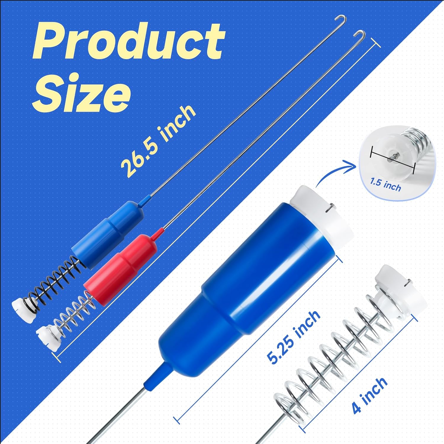 WH16X26912 WH16X26913 4Pcs Washer Suspension Rod Spring Compatible with GE GTW750CSL1WS GTW750CPL1DG GTW750CPL0DG, WH16X26734 WH16X26714 Suspension Rod Replace AP6328295 AP6331892 4588122 4863260