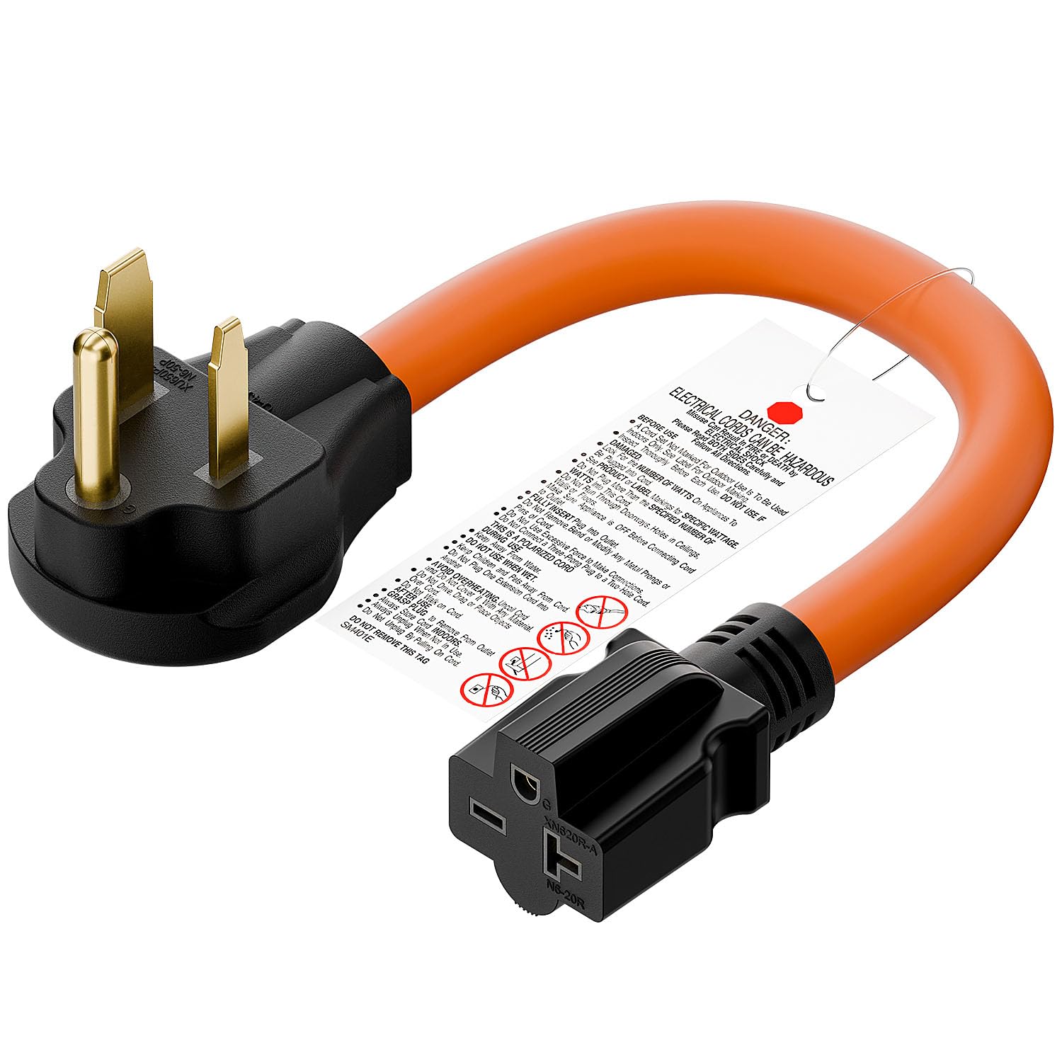 1.5FT Nema 6-50P to 6-15R/6-20R Welder Power Adapter Cord, 6-50P 50-Amp to 6-20R 20A T-Blade Adapter,6-50 to 6-20R