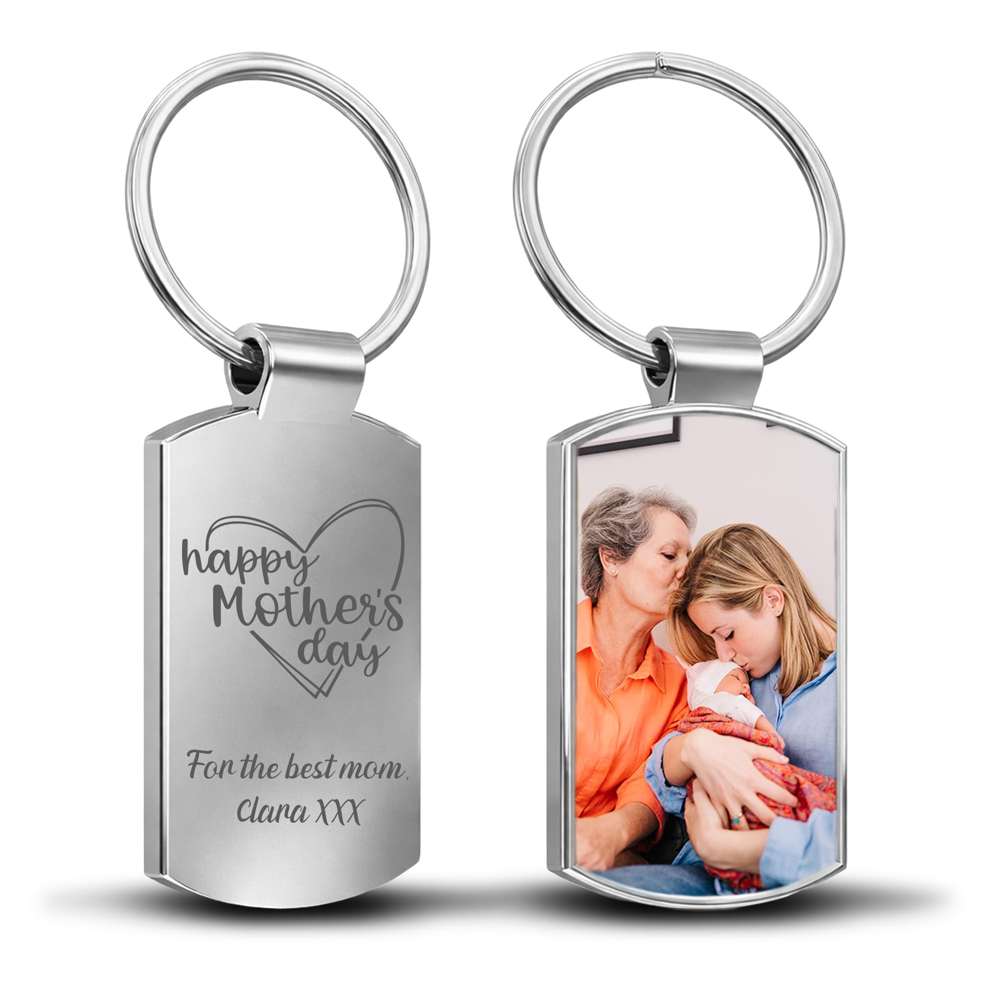 Print Maniacs Personalised Mum Photo Keyring Mother’s Day Gift Custom Picture & Engraved Message Tag Thoughtful Keepsake for Mum Nan Grandma Gift from Son Daughter Child