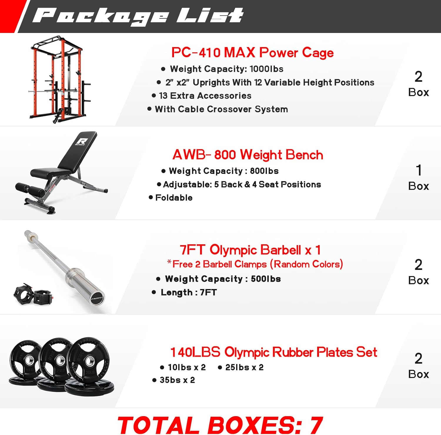RitFit RitFit Power Cage – 1000lbs Capacity with LAT Pull Down & Weight Bench - Image 2