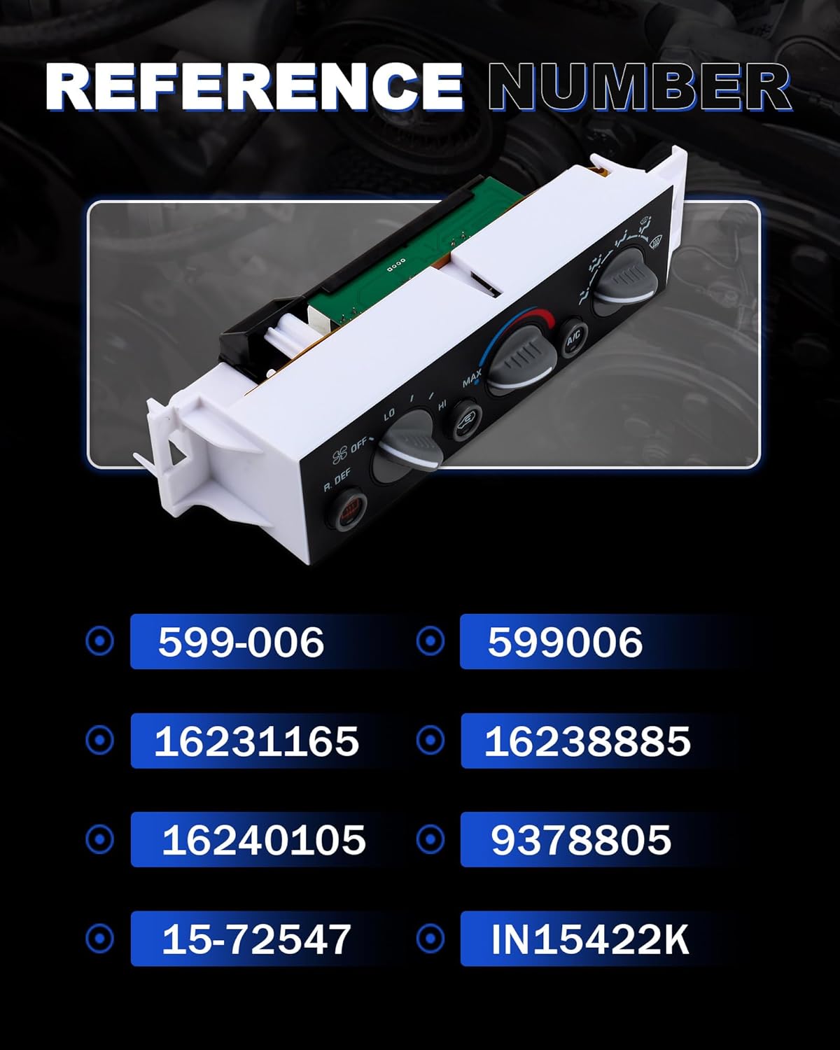 Chevy GMC C/K 1500 2500 Upgraded Climate Control Module A/C Heater Air Conditioning Panel Compatible with 1996-1999 Chevy C1500/C1500 Suburban, 1998-2000 Tahoe GMC Yukon ＆ More, 599-006